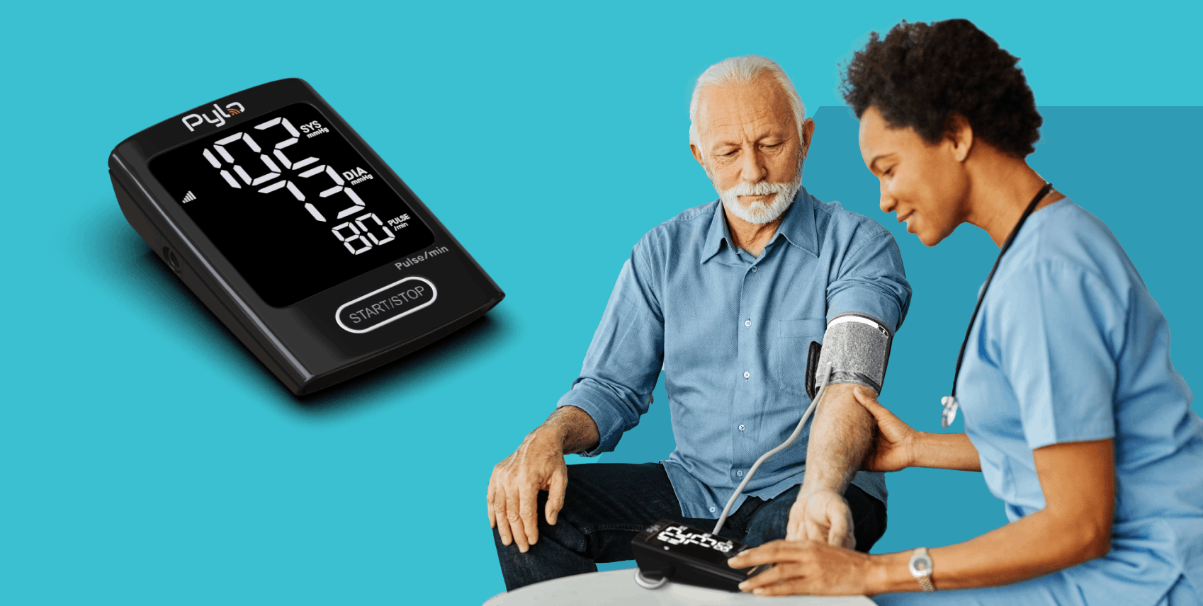 Doctor measuring blood pressure of elderly man