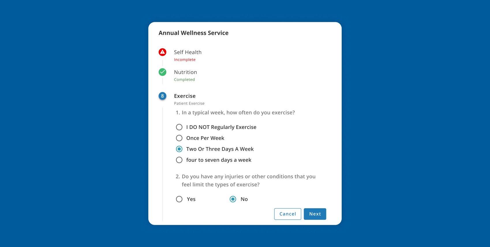 Medicare annual wellness visit software screenshot